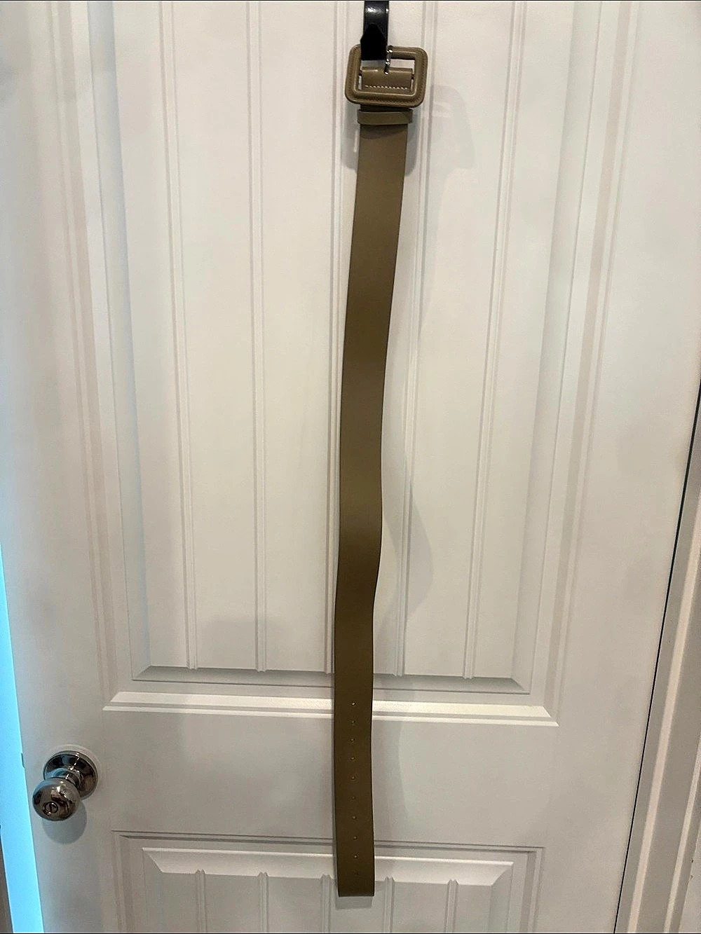 Zara Olive Green Leather Belt with Square Buckle